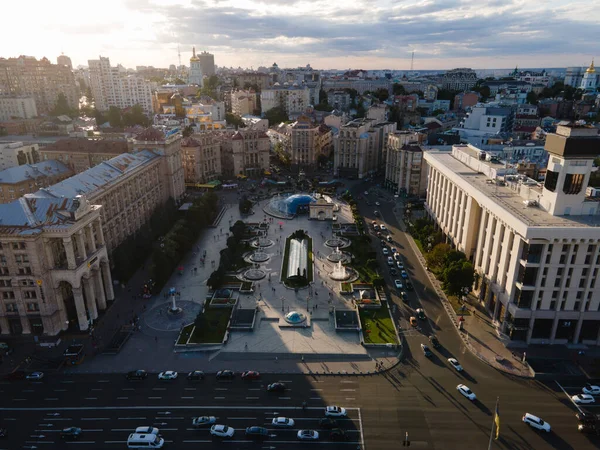 우크라이나, 키예프에 있는 독립 광장. 마이 단. 공중에서 본 광경 — 스톡 사진