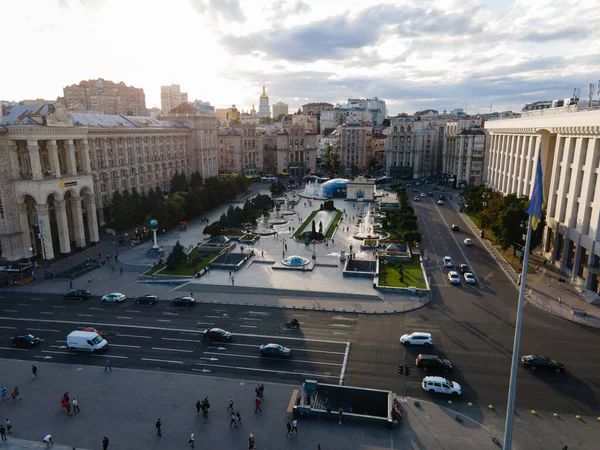 Ukrayna, Kyiv 'deki Bağımsızlık Meydanı. Meydan. Hava görünümü