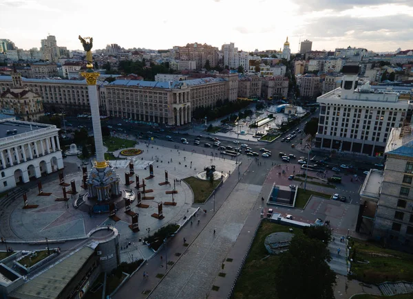 Piazza dell'Indipendenza a Kiev, Ucraina. Maidan. Vista aerea — Foto Stock