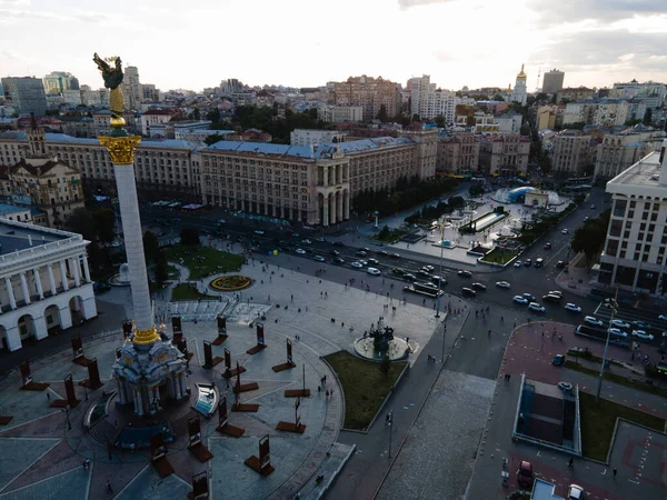 Plac Niepodległości, Kijów, Ukraina. Maidan. Widok z lotu ptaka — Zdjęcie stockowe