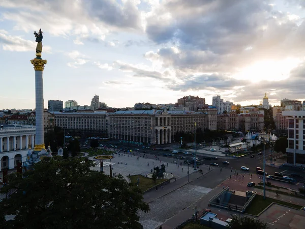 Självständighetstorget i Kiev, Ukraina. Jungfru. Flygbild — Stockfoto