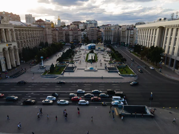 Piazza dell'Indipendenza a Kiev, Ucraina. Maidan. Vista aerea — Foto Stock