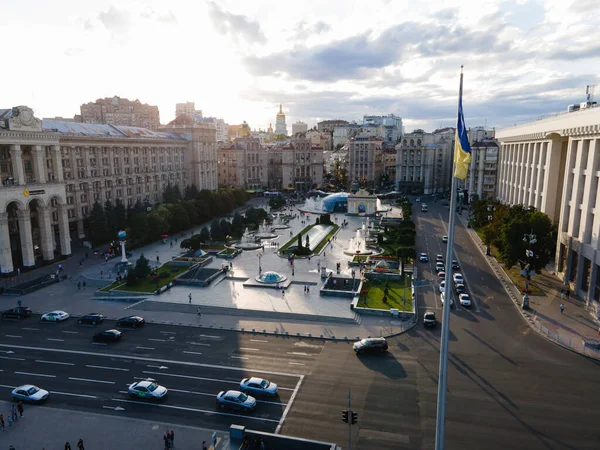 Plac Niepodległości, Kijów, Ukraina. Maidan. Widok z lotu ptaka — Zdjęcie stockowe