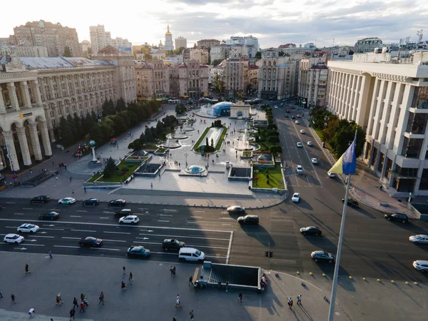 Självständighetstorget i Kiev, Ukraina. Jungfru. Flygbild — Stockfoto
