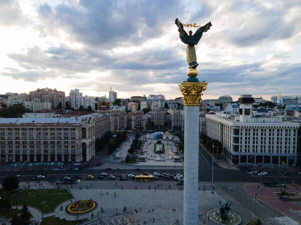 Independence Square in Kyiv, Ukraine. Maidan. Aerial view