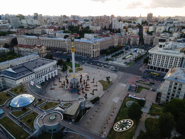 Ukrayna, Kyiv 'deki Bağımsızlık Meydanı. Meydan. Hava görünümü