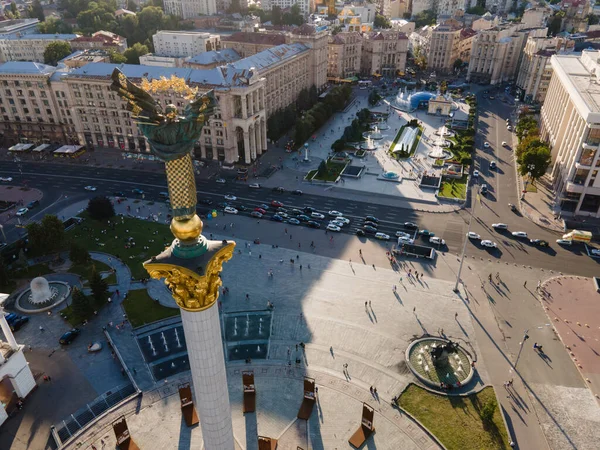 Plac Niepodległości, Kijów, Ukraina. Maidan. Widok z lotu ptaka — Zdjęcie stockowe