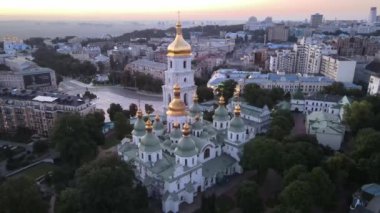 Sabahın köründe Aziz Sophia Kilisesi 'nde. Kyiv. Ukrayna. Hava görünümü