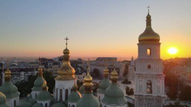 Sabahın köründe Aziz Sophia Kilisesi 'nde. Kyiv. Ukrayna. Hava görünümü