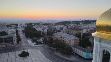 Sabahın köründe Aziz Sophia Kilisesi 'nde. Kyiv. Ukrayna. Hava görünümü