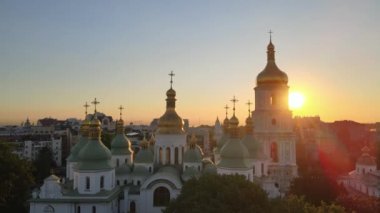 Sabahın köründe Aziz Sophia Kilisesi 'nde. Kyiv. Ukrayna. Hava görünümü