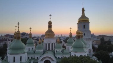 Sabahın köründe Aziz Sophia Kilisesi 'nde. Kyiv. Ukrayna. Hava görünümü