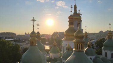 Sabahın köründe Aziz Sophia Kilisesi 'nde. Kyiv. Ukrayna. Hava görünümü