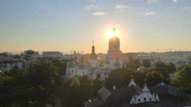 Sabahın köründe Aziz Sophia Kilisesi 'nde. Kyiv. Ukrayna. Hava görünümü