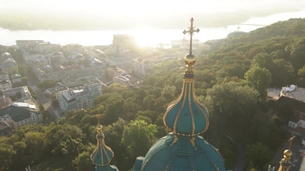 Церква святого Андрія на світанку. Київ, Україна — стокове відео