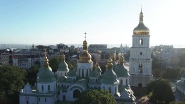Sabahın köründe Aziz Sophia Kilisesi 'nde. Kyiv. Ukrayna. Hava görünümü
