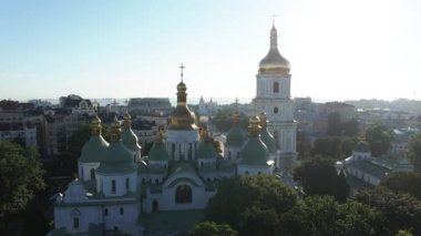 Sabahın köründe Aziz Sophia Kilisesi 'nde. Kyiv. Ukrayna. Hava görünümü