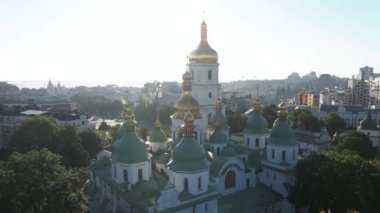 Sabahın köründe Aziz Sophia Kilisesi 'nde. Kyiv. Ukrayna. Hava görünümü