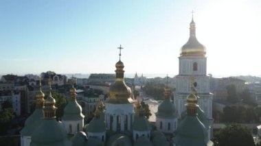 Sabahın köründe Aziz Sophia Kilisesi 'nde. Kyiv. Ukrayna. Hava görünümü