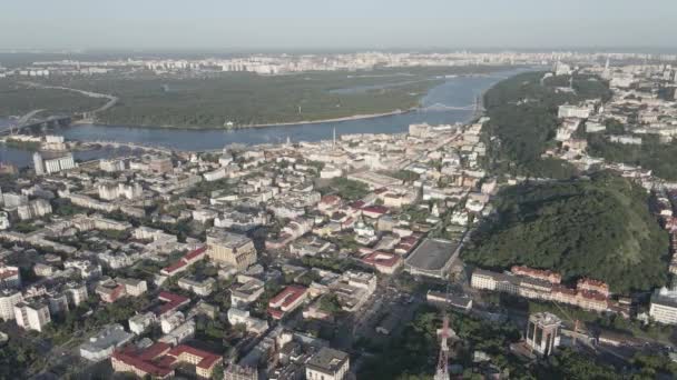Kiev, Ucraina. Vista aerea. Rallentatore, piatto, grigio — Video Stock