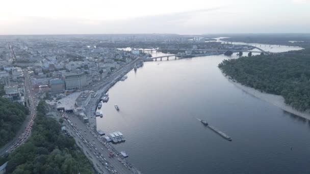 Kyiv, Ukraine. Aerial view. Slow motion, flat, gray — Stock Video