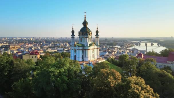 St Andrews kyrka på morgonen. Kiev, Ukraina — Stockvideo