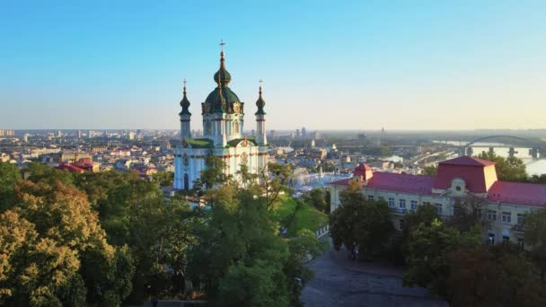 St. Andrews Church in the morning. Kyiv, Ukraine — Stock Video