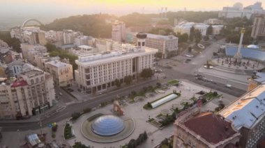 Kyiv Kiev Ukrayna şafak vakti. Hava görünümü