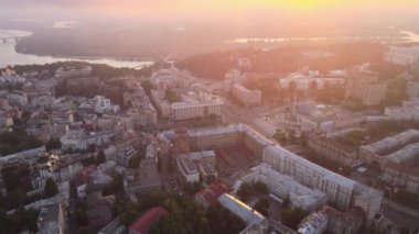 Kyiv Kiev Ukrayna şafak vakti. Hava görünümü