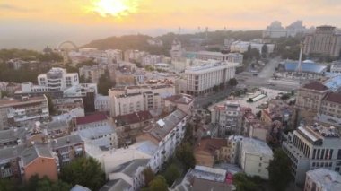 Kyiv Kiev Ukrayna şafak vakti. Hava görünümü
