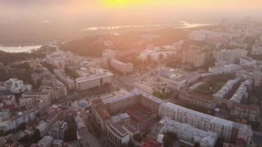 Kyiv Kiev Ukrayna şafak vakti. Hava görünümü