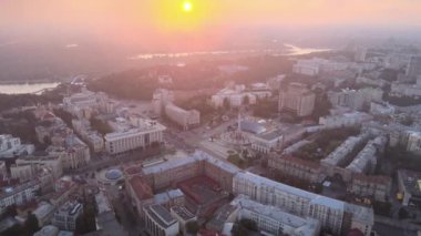 Kyiv Kiev Ukrayna şafak vakti. Hava görünümü