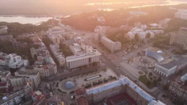 Kyiv Kiev Ukrayna şafak vakti. Hava görünümü