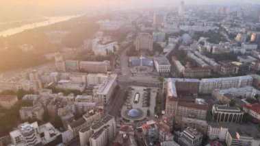 Kyiv Kiev Ukrayna şafak vakti. Hava görünümü
