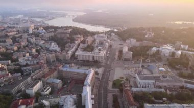 Kyiv Kiev Ukrayna şafak vakti. Hava görünümü