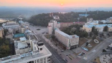 Kyiv Kiev Ukrayna şafak vakti. Hava görünümü