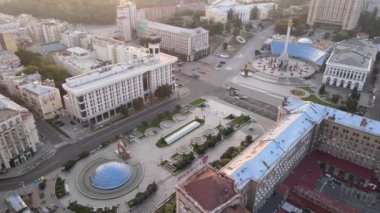 Kyiv Kiev Ukrayna şafak vakti. Hava görünümü