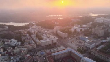 Kyiv Kiev Ukrayna şafak vakti. Hava görünümü