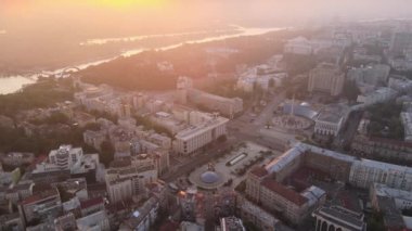 Kyiv Kiev Ukrayna şafak vakti. Hava görünümü