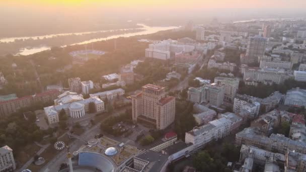 Киев Україна на світанку. Вид з повітря — стокове відео