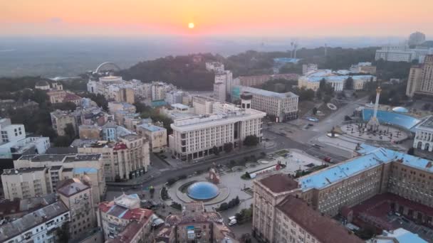 Kiev Kiev Ucrânia ao amanhecer da manhã. Vista aérea — Vídeo de Stock