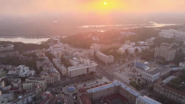 Киев Україна на світанку. Вид з повітря — стокове відео