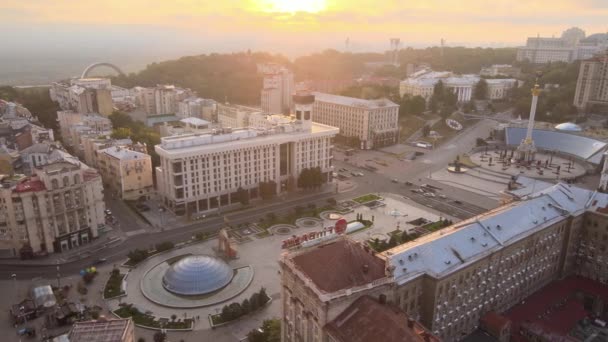 Kiev Kiev Ukraina i gryningen på morgonen. Flygbild — Stockvideo