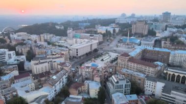 Kyiv Kiev Ukrayna şafak vakti. Hava görünümü