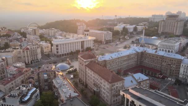 Kiev Kiev Ukraina i gryningen på morgonen. Flygbild — Stockvideo