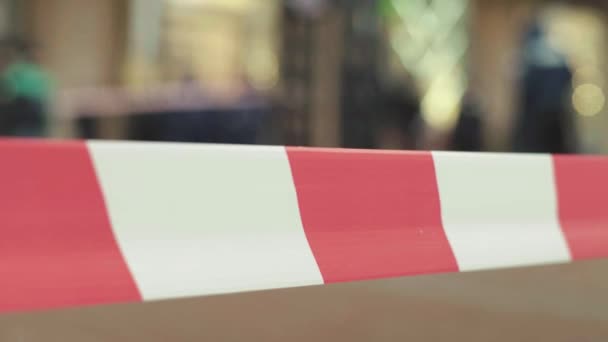 Police barrier : warning police tape at the crime scene. — Stock Video