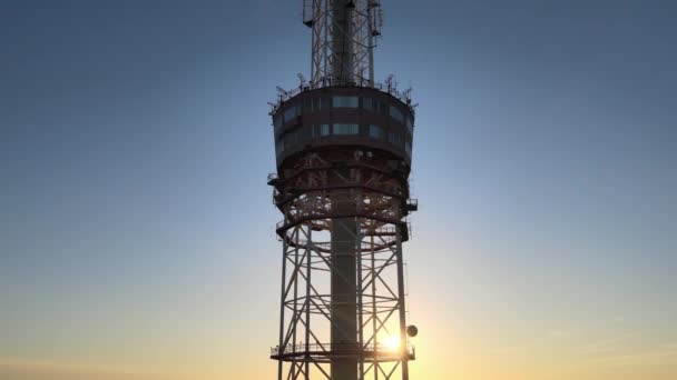 TV tower in the morning at dawn in Kyiv, Ukraine — Stock Video