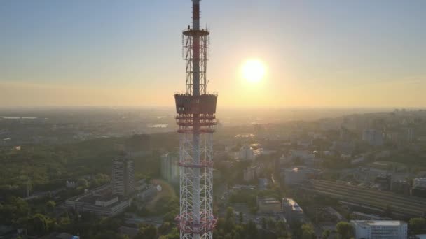 TV tower in the morning at dawn in Kyiv, Ukraine — Stock Video
