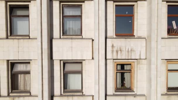 Many windows of a building built in the style of the former USSR — Stock Video