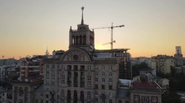 Ukrayna, Kyiv: Sabahın köründe şehir merkezi. Hava görüntüsü. Kiev.